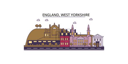 Illustration for United Kingdom, West Yorkshire travel landmarks, vector city tourism illustration - Royalty Free Image