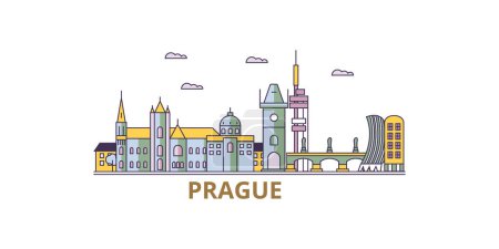 Czech Republic, Prague travel landmarks, vector city tourism illustration