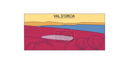 Ilustración de Italia, Val Dorcia monumentos de viaje, vector ciudad turismo ilustración - Imagen libre de derechos