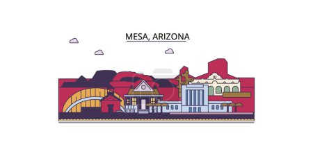 Téléchargez les illustrations : États-Unis, Mesa voyages repères, vecteur ville tourisme illustration - en licence libre de droit