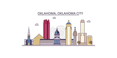 Illustration for United States, Oklahoma City travel landmarks, vector city tourism illustration - Royalty Free Image