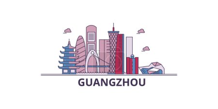 Ilustración de China, Guangzhou City monumentos de viaje, vector ciudad turismo ilustración - Imagen libre de derechos