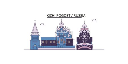Téléchargez les illustrations : Russie, Kizhi Pogost points de repère Voyage, vecteur ville tourisme illustration - en licence libre de droit
