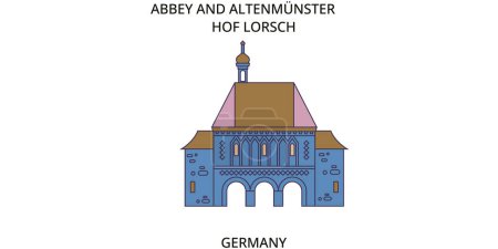 Illustration for Germany, Lorsch travel landmarks, vector city tourism illustration - Royalty Free Image