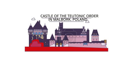 Téléchargez les illustrations : Pologne, points de repère touristiques de Malbork, illustration de tourisme urbain vectoriel - en licence libre de droit