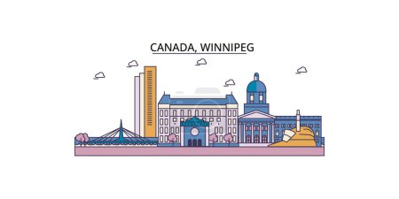 Ilustración de Canadá, Winnipeg lugares de interés turístico, vector ciudad turismo ilustración - Imagen libre de derechos