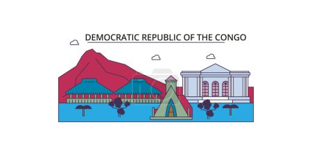 Ilustración de Congo monumentos de viaje, vector ciudad turismo ilustración - Imagen libre de derechos
