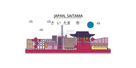 Illustration for Japan, Saitama travel landmarks, vector city tourism illustration - Royalty Free Image