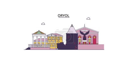 Illustration for Russia, Oryol travel landmarks, vector city tourism illustration - Royalty Free Image