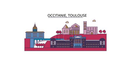 Ilustración de Francia, Toulouse monumentos de viaje, vector ciudad turismo ilustración - Imagen libre de derechos