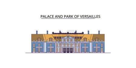 Téléchargez les illustrations : France, Versailles voyages, tourisme urbain vectoriel illustration - en licence libre de droit