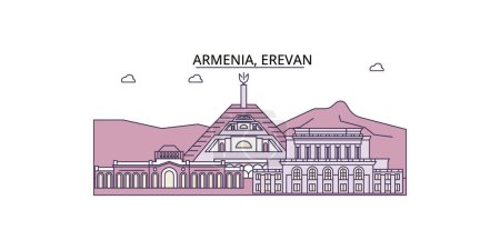 Ilustración de Armenia, monumentos de viaje de Erevan, ilustración del turismo urbano vectorial - Imagen libre de derechos