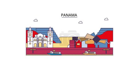 Illustration for Panama travel landmarks, vector city tourism illustration - Royalty Free Image