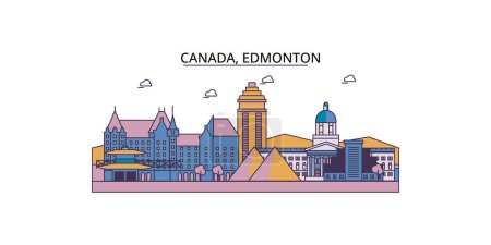 Illustration for Canada, Edmonton travel landmarks, vector city tourism illustration - Royalty Free Image