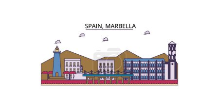 Ilustración de España, Marbella monumentos de viaje, vector ciudad turismo ilustración - Imagen libre de derechos