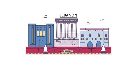 Ilustración de Líbano lugares de interés turístico, vector ciudad turismo ilustración - Imagen libre de derechos