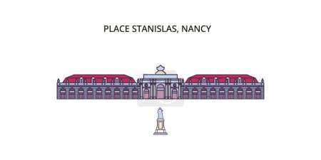 Illustration for France, Nancy Landmark travel landmarks, vector city tourism illustration - Royalty Free Image