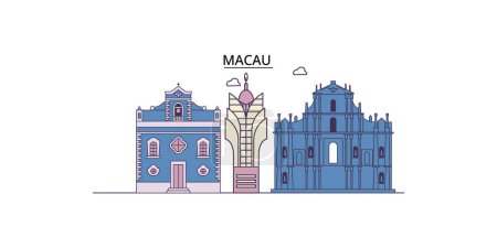 Ilustración de China, Macao monumentos de viaje, vector ciudad turismo ilustración - Imagen libre de derechos