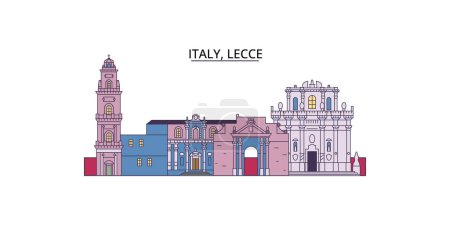 Ilustración de Italia, Lecce monumentos de viaje, vector ciudad turismo ilustración - Imagen libre de derechos