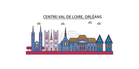 Téléchargez les illustrations : France, Orléans points de repère, vecteur tourisme urbain illustration - en licence libre de droit
