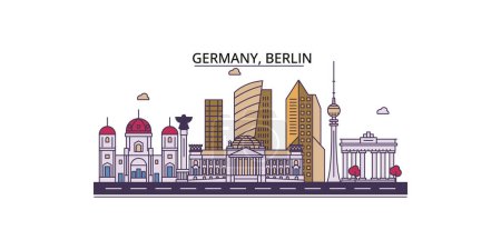 Téléchargez les illustrations : Allemagne, Berlin points de repère, vecteur du tourisme urbain illustration - en licence libre de droit
