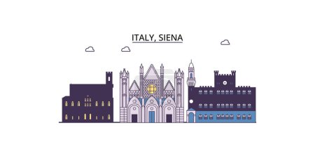 Ilustración de Italia, Siena monumentos de viaje, vector ciudad turismo ilustración - Imagen libre de derechos