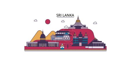Ilustración de Sri Lanka lugares de interés turístico, vector ciudad turismo ilustración - Imagen libre de derechos