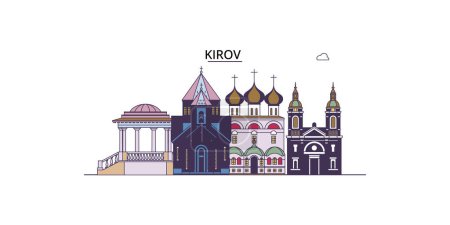 Téléchargez les illustrations : Russie, Kirov points de repère Voyage, vecteur ville tourisme illustration - en licence libre de droit
