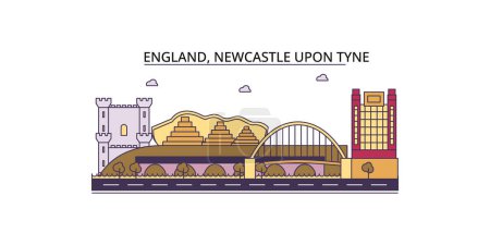 Ilustración de Reino Unido, Newcastle Upon Tyne lugares de interés turístico, vector ciudad turismo ilustración - Imagen libre de derechos