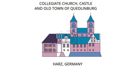 Ilustración de Alemania, Quedlinburg monumentos de viaje, vector ciudad turismo ilustración - Imagen libre de derechos