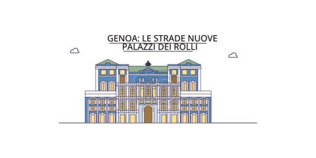 Ilustración de Italia, Génova Lugares de interés turístico, vector ciudad turismo ilustración - Imagen libre de derechos
