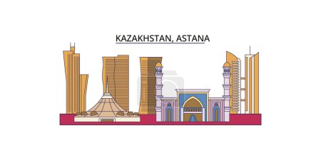 Illustration for Kazakhstan, Astana travel landmarks, vector city tourism illustration - Royalty Free Image