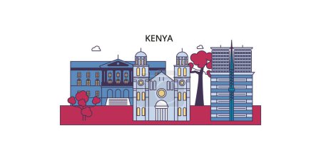 Téléchargez les illustrations : Kenya voyages repères, vecteur ville tourisme illustration - en licence libre de droit