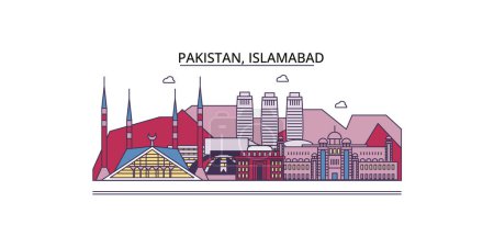 Illustration for Pakistan, Islamabad travel landmarks, vector city tourism illustration - Royalty Free Image