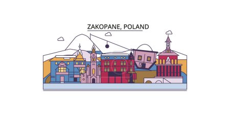 Ilustración de Polonia, Zakopane lugares de interés turístico, vector ciudad turismo ilustración - Imagen libre de derechos