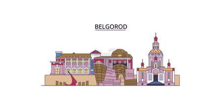 Illustration for Russia, Belgorod travel landmarks, vector city tourism illustration - Royalty Free Image