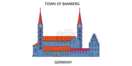 Ilustración de Alemania, Bamberg monumentos de viaje, vector ciudad turismo ilustración - Imagen libre de derechos