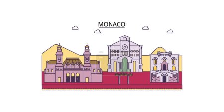 Illustration for Monaco travel landmarks, vector city tourism illustration - Royalty Free Image