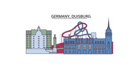 Téléchargez les illustrations : Allemagne, points de repère de voyage Duisburg, illustration de tourisme urbain vectoriel - en licence libre de droit
