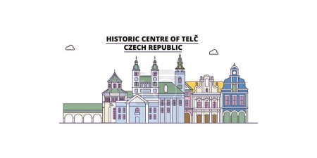 Illustration for Czech Republic, Telc travel landmarks, vector city tourism illustration - Royalty Free Image