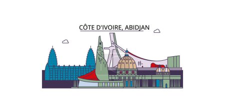 Téléchargez les illustrations : Côte Divoire, sites touristiques d'Abidjan, illustration de tourisme urbain vectoriel - en licence libre de droit