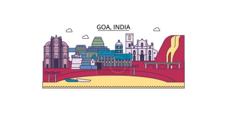 Ilustración de India, Goa monumentos de viaje, vector ciudad turismo ilustración - Imagen libre de derechos