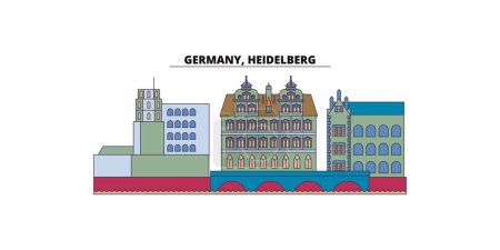Illustration for Germany, Heidelberg travel landmarks, vector city tourism illustration - Royalty Free Image