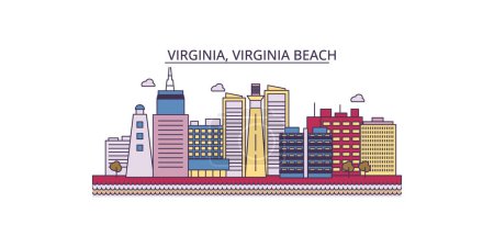 Illustration for United States, Virginia Beach travel landmarks, vector city tourism illustration - Royalty Free Image