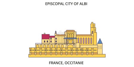 Ilustración de Francia, Albi Lugares de interés turístico, vector ciudad turismo ilustración - Imagen libre de derechos