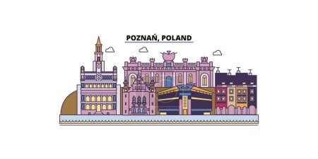 Poland, Poznan travel landmarks, vector city tourism illustration