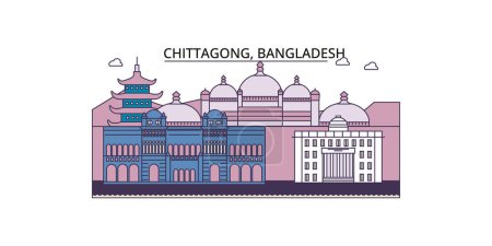 Illustration for Bangladesh, Chittagong travel landmarks, vector city tourism illustration - Royalty Free Image