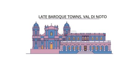 Ilustración de Italia, Val Di Noto monumentos de viaje, vector ciudad turismo ilustración - Imagen libre de derechos