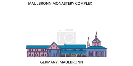 Téléchargez les illustrations : Allemagne, Monastère de Maulbronn voyages, vecteur ville tourisme illustration - en licence libre de droit