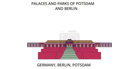 Illustration for Germany, Potsdam City travel landmarks, vector city tourism illustration - Royalty Free Image